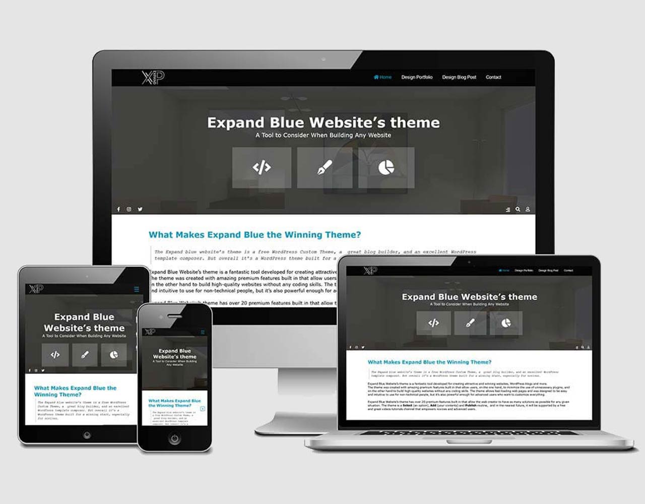 The Design Portfolio - WordPress Websites - Expand Blue by M-site and blue website